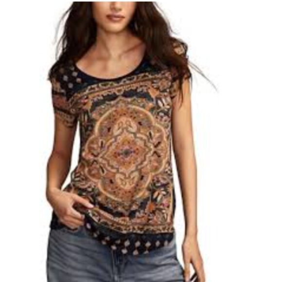 LUCKY BRAND Tee Persian Carpet Scoop Neck Size Medium - Picture 1 of 8